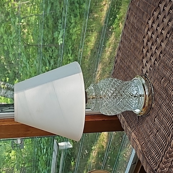 Other Small Glass Table Lamp With Ivory Shade Poshmark